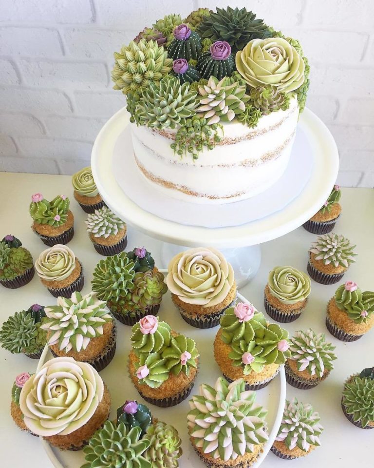 İlginç Pasta Tasarımları Kaktüs Pasta Ve Cupcake