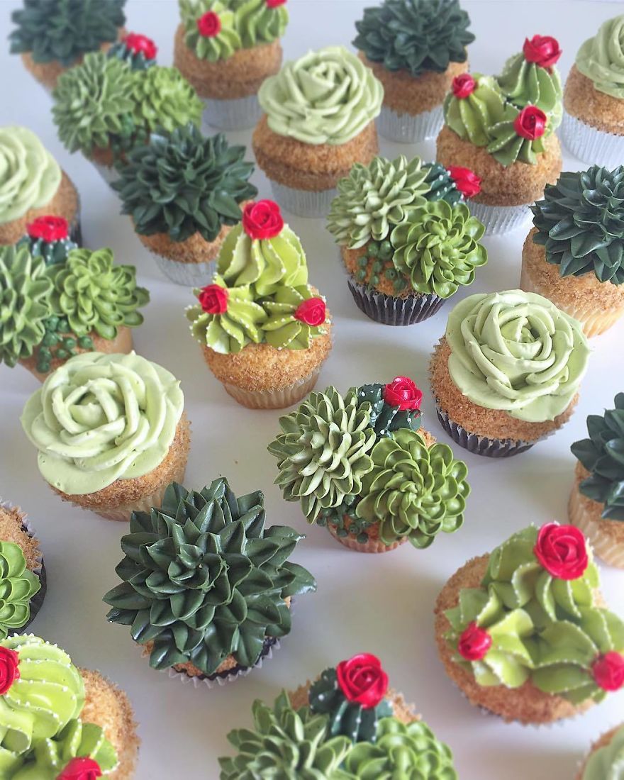 İlginç Pasta Tasarımları Kaktüs Pasta Ve Cupcake