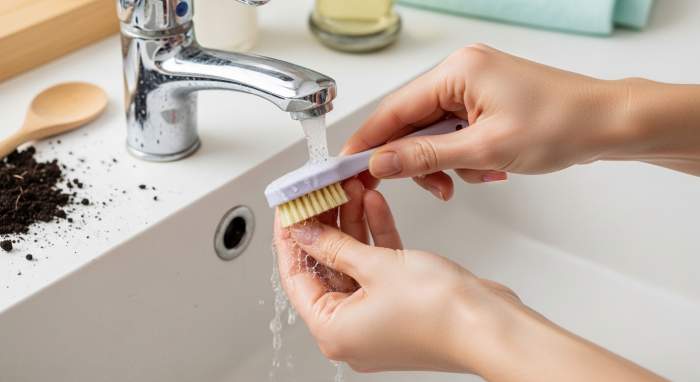 Gunluk hayat ve tirnak fircasi ile derin el temizligi gorseli