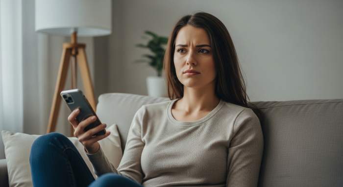 Guvensizlik ve icsel gerilim yasayan kadin dogal an gorseli