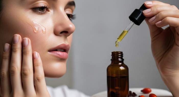 Kusburnu ve e vitamini yagi ile gece cilt bakimi gorseli