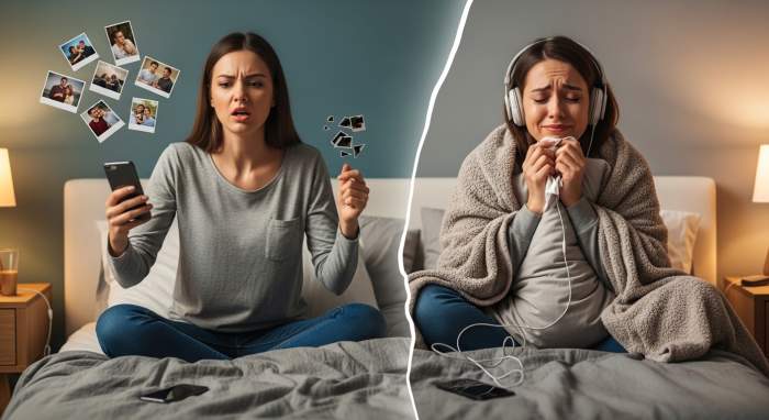 Duygulari bastiran ve isleyen kadin komik karsilastirma gorseli