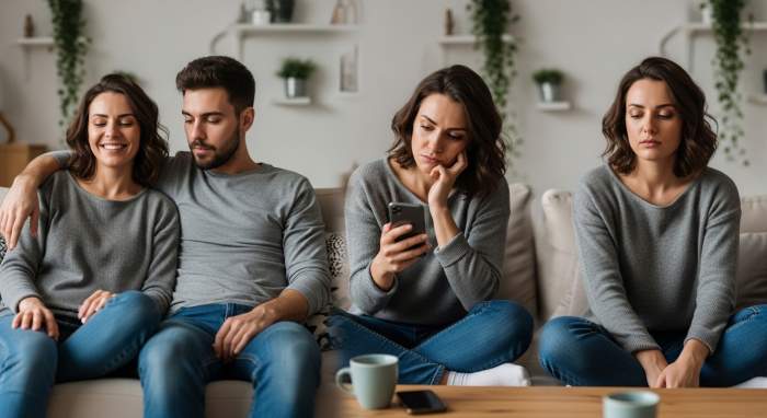 Yeni iliskiye hemen baslayan kadin ve icsel karmasa komik gorsel