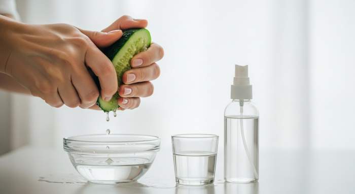 Evde salatalik tonik hazirlama dogal cilt bakimi gorseli