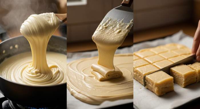 Sultan lokumu yapimi sutlu ve kare dilimli tatli