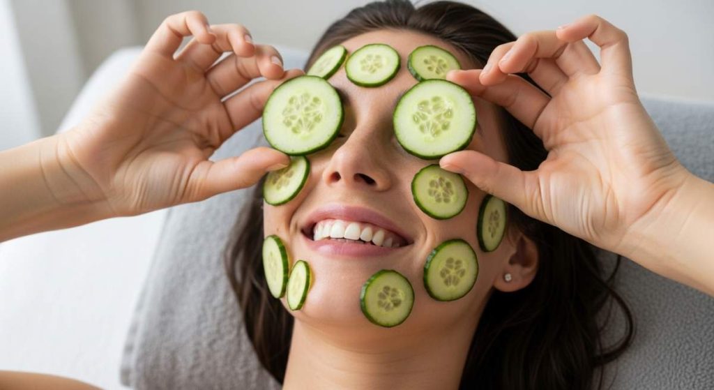 Kırışıklık ve Lekeler İçin Ev Yapımı Salatalık Maskesi