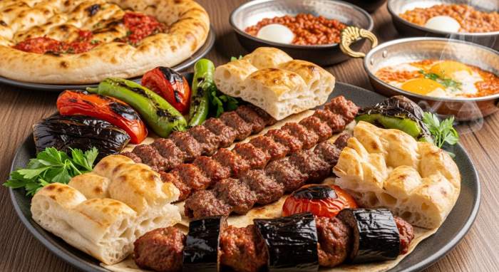 Fodla ekmegi ile kebap ve kahvalti uyumu gorseli