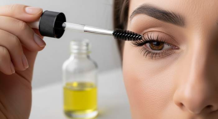 Hint yagi ile kirpik bakimi gercekci yakin plan gorsel