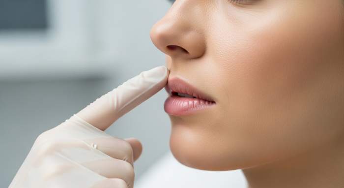 Lip lift oncesi degerlendirme burun ve dudak arasi mesafe gorseli