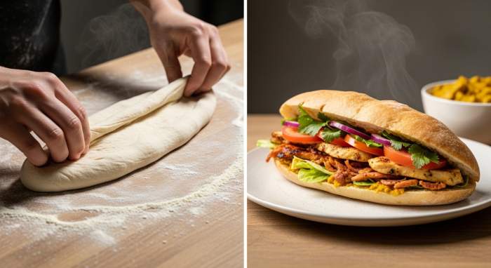 Pide seklinde fodla ekmegi ve sokak lezzeti sandvic gorseli