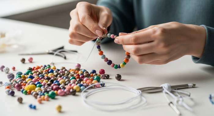 Boncuk seti ile bileklik tasarimi diy taki yapimi gorseli