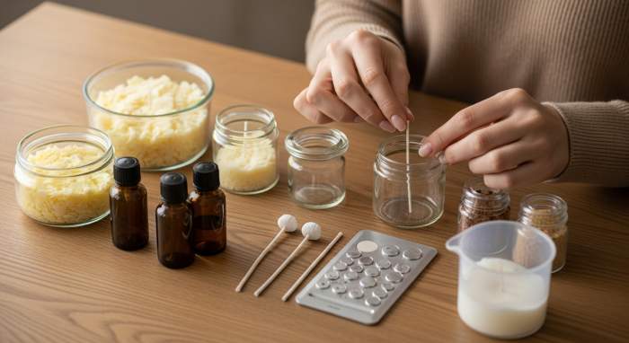 Mum yapim seti ve evde diy mum hazirlama gorseli