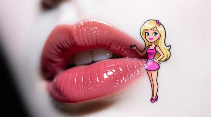 Barbie ilhamli cizim lip art gercekci makro dudak makyaji