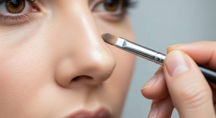 Burun kontur ve highlighter ile dogal sekillendirme makyaj gorseli