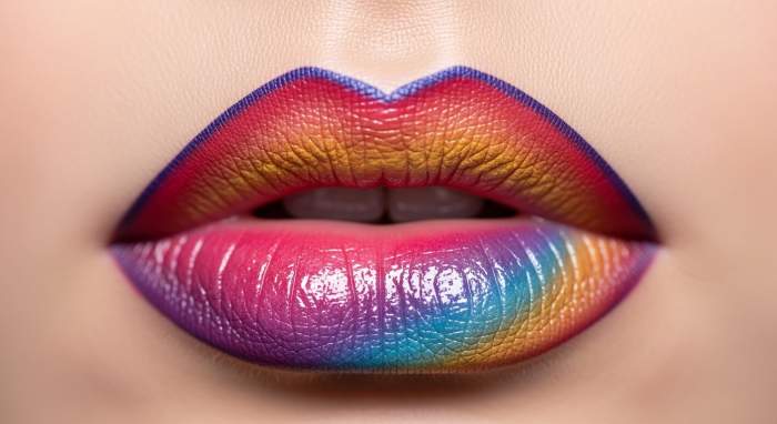 Gercekci lip art makro dudak makyaji fotografi