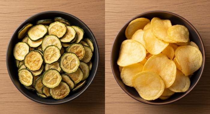 Kabak cipsi ve patates cipsi net karsilastirma gorseli