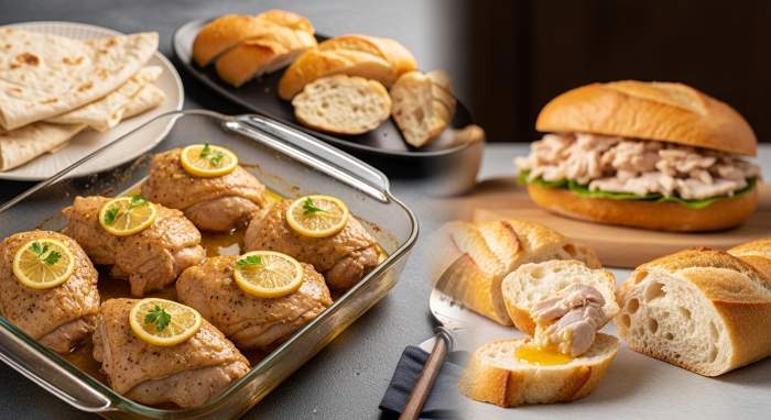 Limonlu hindi lavas ve fransiz ekmekli servis ve sandvic