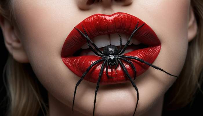 Orumcek detayli cilgin lip art gercekci makro dudak makyaji