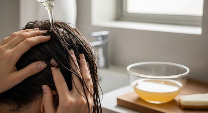 Elma sirkesi ile sac bakimi ve ph dengesi uygulama gorseli