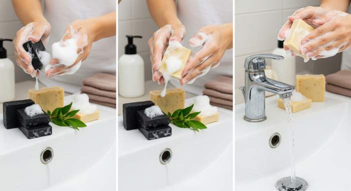 Yagli cilt icin komur ve cay agaci sabunu kullanim gorseli