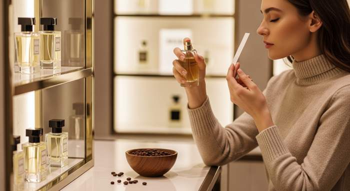 Magazada parfum deneme ve kahve ile koku resetleme gorseli