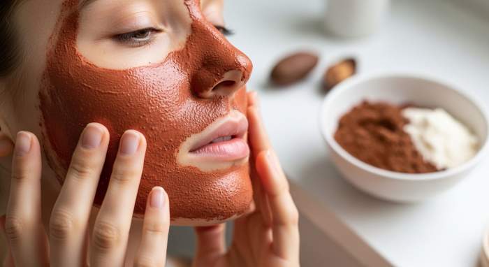 Kirmizi kil maskesi ile gozenek temizligi ve akne karsiti bakim gorseli