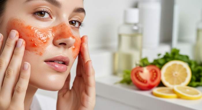 Domates ve limon maskesi ile leke karsiti cilt bakimi gorseli