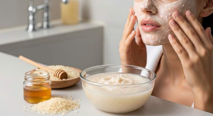 Pirinc suyu bal ve yulaf maskesi dogal cilt bakimi gorseli