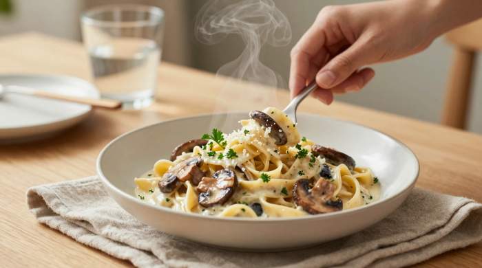 Kremalı Mantarlı Makarna tarifi