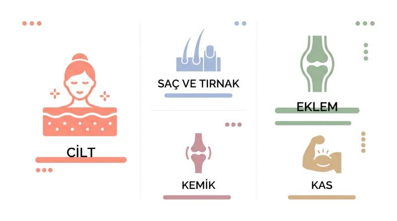 Kolajen cilt eklem sac kemik kas infografik